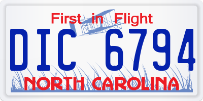 NC license plate DIC6794