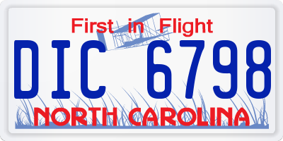 NC license plate DIC6798