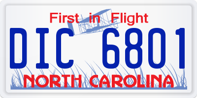 NC license plate DIC6801