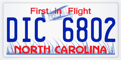 NC license plate DIC6802
