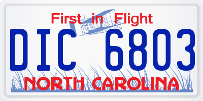 NC license plate DIC6803