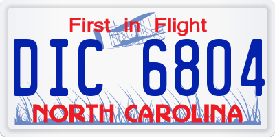 NC license plate DIC6804