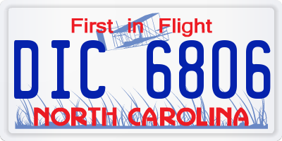 NC license plate DIC6806