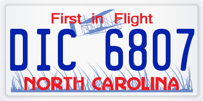 NC license plate DIC6807