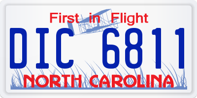 NC license plate DIC6811