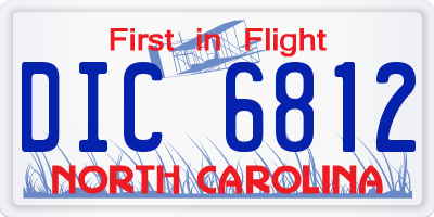 NC license plate DIC6812