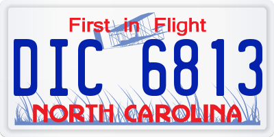 NC license plate DIC6813