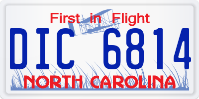 NC license plate DIC6814