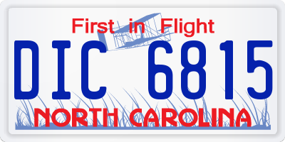 NC license plate DIC6815