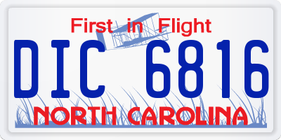 NC license plate DIC6816
