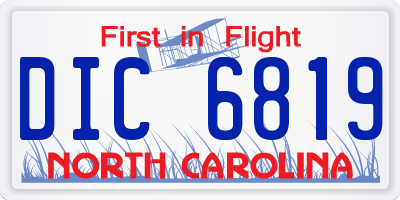 NC license plate DIC6819