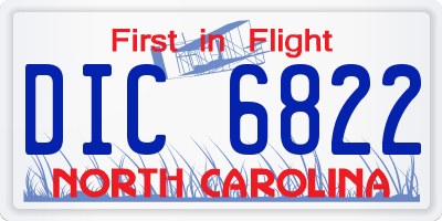 NC license plate DIC6822