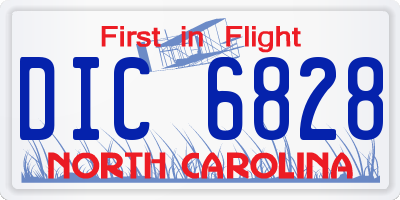 NC license plate DIC6828