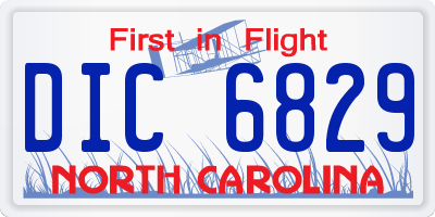 NC license plate DIC6829
