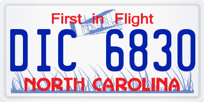 NC license plate DIC6830
