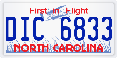 NC license plate DIC6833