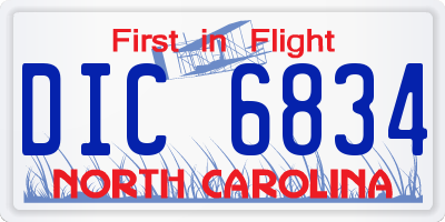 NC license plate DIC6834