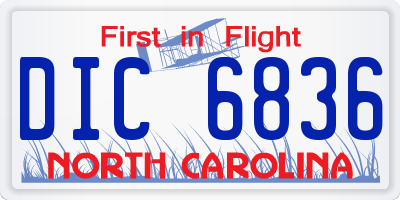 NC license plate DIC6836