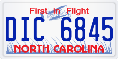NC license plate DIC6845