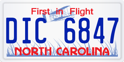 NC license plate DIC6847