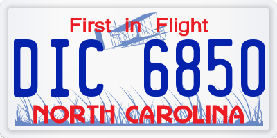 NC license plate DIC6850