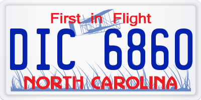 NC license plate DIC6860