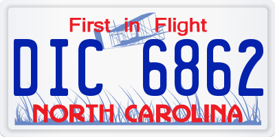 NC license plate DIC6862