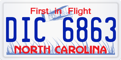 NC license plate DIC6863