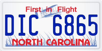 NC license plate DIC6865