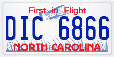 NC license plate DIC6866