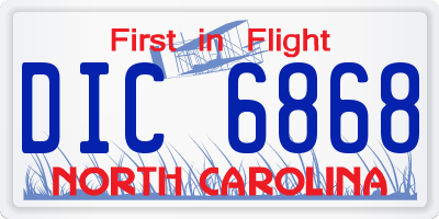 NC license plate DIC6868