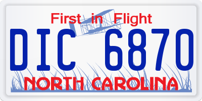 NC license plate DIC6870