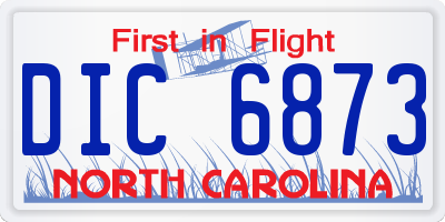 NC license plate DIC6873