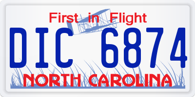 NC license plate DIC6874