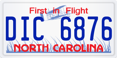 NC license plate DIC6876