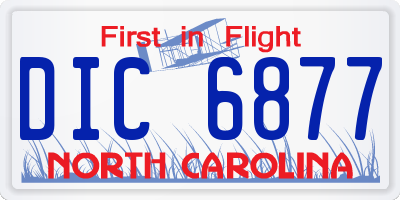 NC license plate DIC6877