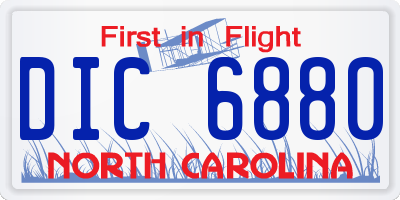 NC license plate DIC6880