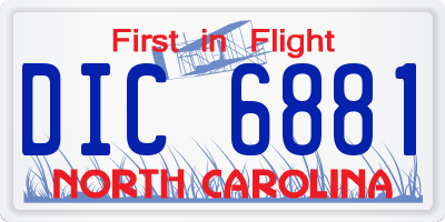 NC license plate DIC6881