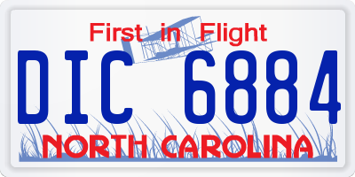 NC license plate DIC6884