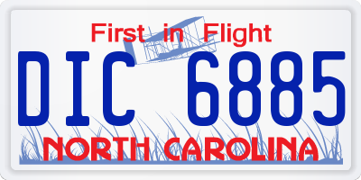 NC license plate DIC6885