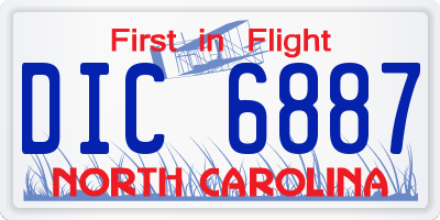 NC license plate DIC6887