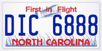 NC license plate DIC6888