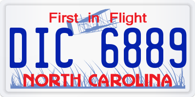 NC license plate DIC6889