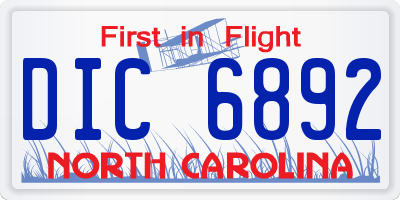 NC license plate DIC6892