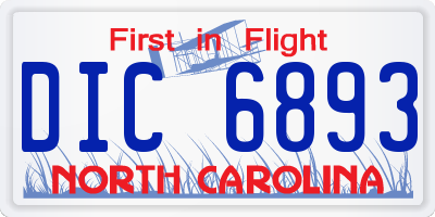 NC license plate DIC6893