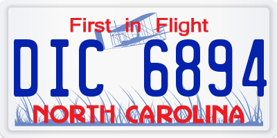 NC license plate DIC6894