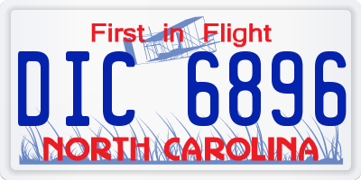 NC license plate DIC6896