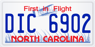 NC license plate DIC6902