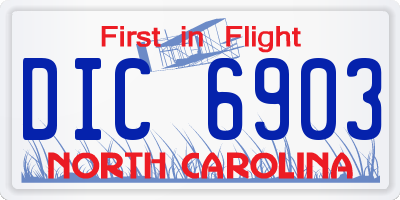 NC license plate DIC6903