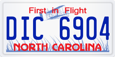 NC license plate DIC6904
